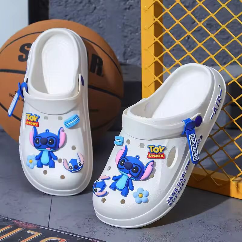 2024 Summer Men's Sandals Outdoor Wear Resistant Slip Resistant Thick Bottom Beach Couple Slippers PVC Sole Plastic Upper