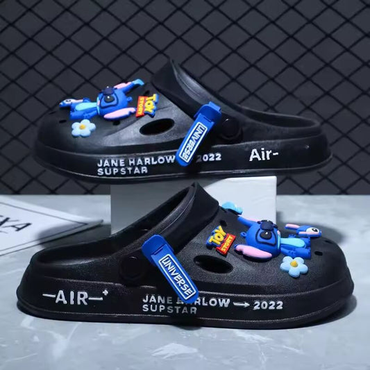 2024 Summer Men's Sandals Outdoor Wear Resistant Slip Resistant Thick Bottom Beach Couple Slippers PVC Sole Plastic Upper